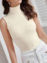 Frenchy Turtleneck Ribbed Knit Tank Top